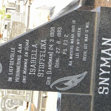 SNYMAN Isabella Stoffelina nee LANDMAN 1908-1983