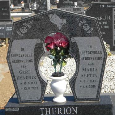 THERION Gert Hendrik 1947-2007 &amp; Maria Aletta 1940-2008