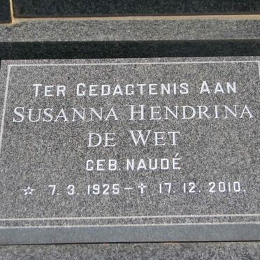 WET Susanna Hendrina, de nee NAUDÉ 1925-2010