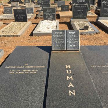 HUMAN Jacobus Christiaan 1912-1984 &amp; Maria E.P.B. 1915-1990