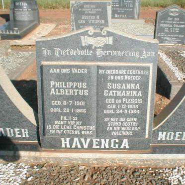 HAVENGA Philippus Albertus 1901-1966 &amp; Susanna Catharina DU PLESSIS 1903-1964