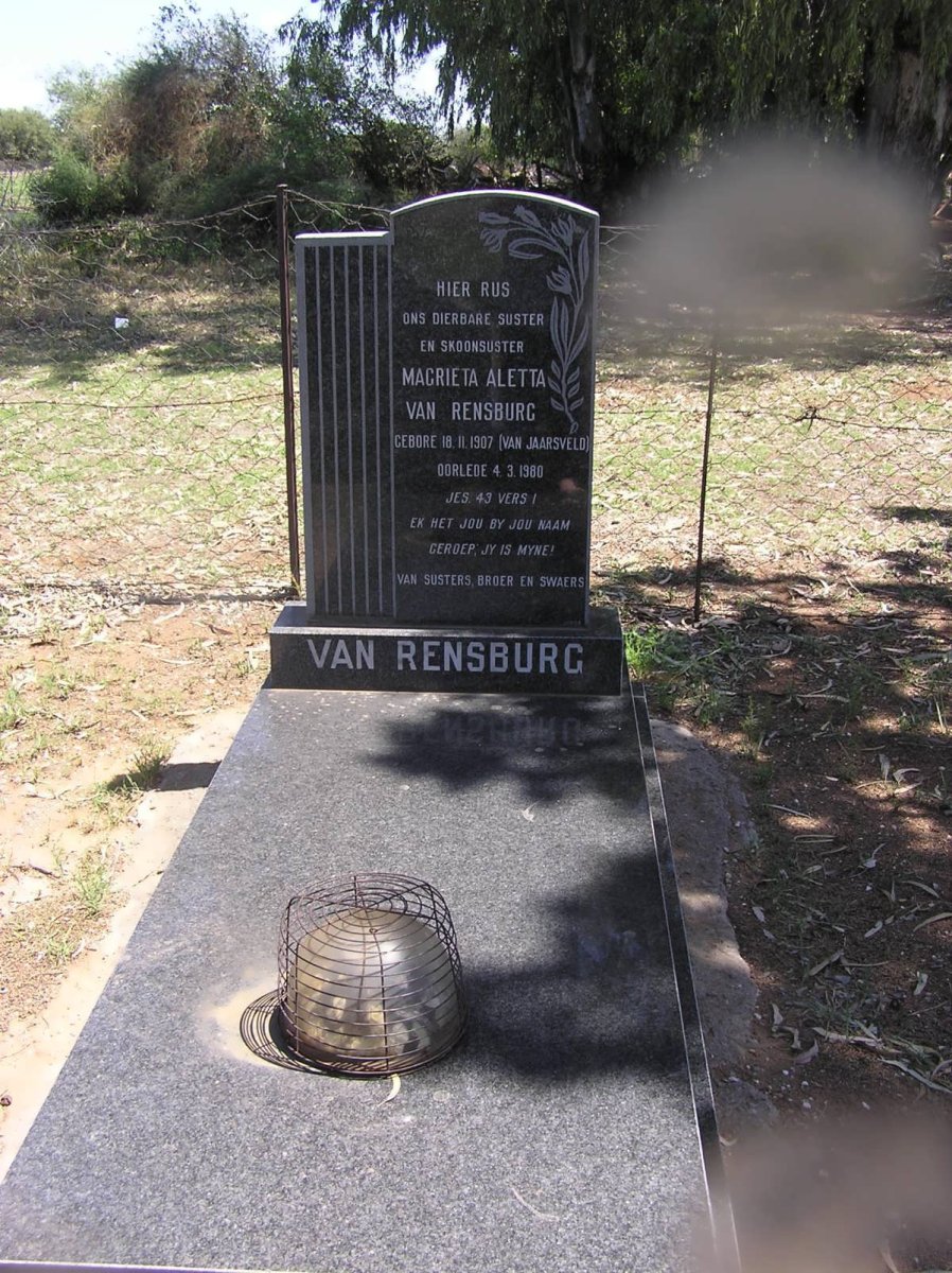 RENSBURG Magrieta Aletta, van nee VAN JAARSVELD 1907-1980