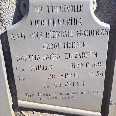 MARX Martha Jacoba Elizabeth nee MULLER 1881-1954