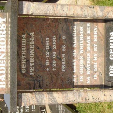 BADENHORST Gertruida Petronella 1965-2000