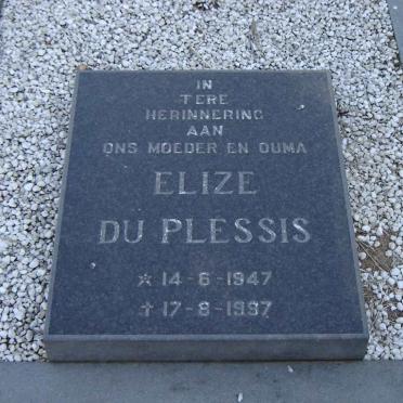 BLOM Elizabeth Margaretha 1922-1987 :: DU PLESSIS Elize 1947-1997
