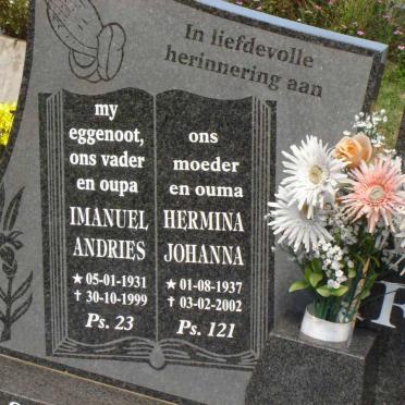 ELOFF Imanuel Andries 1931-1999 &amp; Hermina Johanna 1937-2002