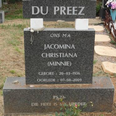 PREEZ Jacomina Christiana, du nee MINNIE 1936-2009