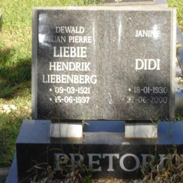 PRETORIUS Hendrik Liebenberg 1921-1997 &amp; Janine 1930-2000