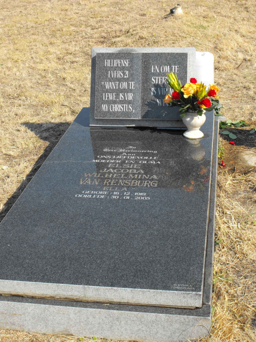 RENSBURG Elsie Jacoba Wilhelmina, van nee BRITS 1919-2005