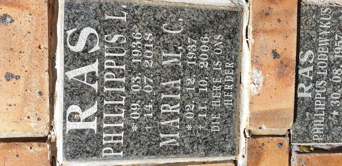 RAS Phillippus L. 1936-2018 &amp; Maria M.C. 1937-2006