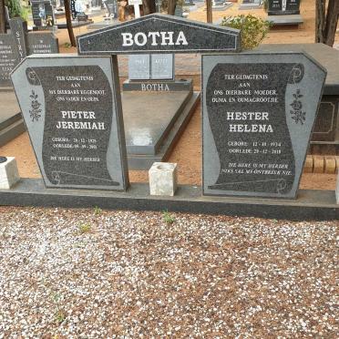 BOTHA Pieter Jeremiah 1925-2001 &amp; Hester Helena 1934-2018