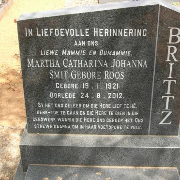 BRITTZ Martha Catharina Johanna Smit nee ROOS 1921-2012