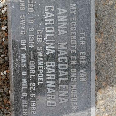 BARNARD Anna Magdalena Carolina nee SWANEPOEL 1914-1962