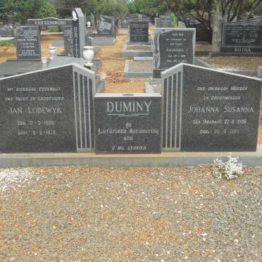 DUMINY Jan Lodewyk 1906-1972 &amp; Johanna Susanna MARAIS 1906-1987
