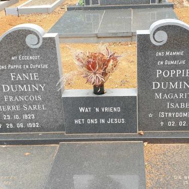 DUMINY Francois Pierre Sarel 1923-1992 &amp; Magaritha Isabella STRYDOM 1923-2018