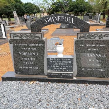 SWANEPOEL Adriaan J. 1930-1991 &amp; Johanna J. 1936-2002 :: SWANEPOEL Francois Joseph Louwrens 2021-2021
