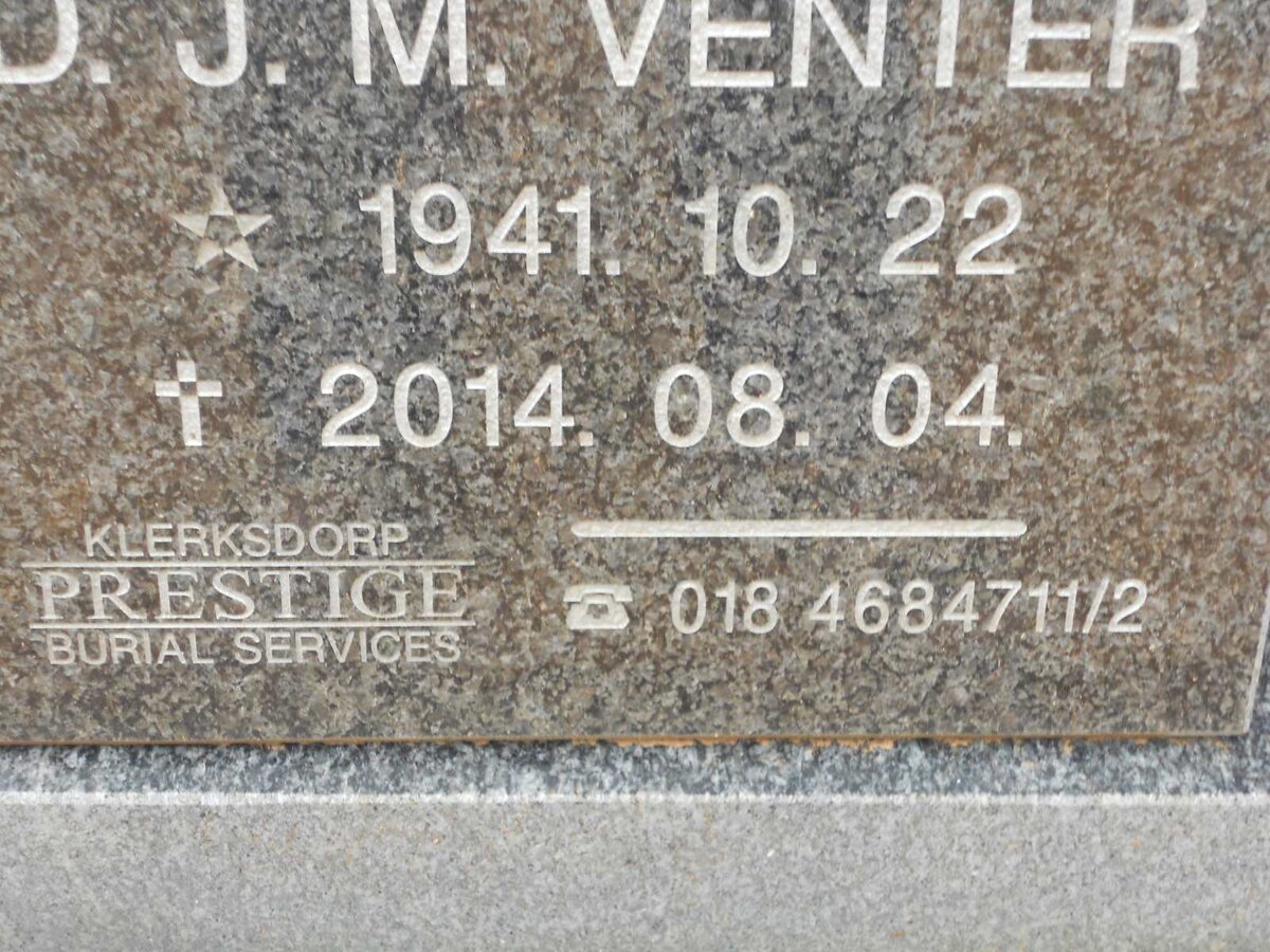 VENTER D.J.M. 1941-2014