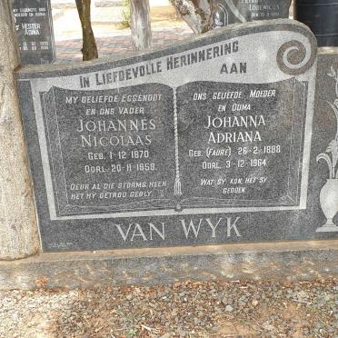 WYK Johannes Nicolaas, van 1870-1959 &amp; Johanna Adriana FAURE 1888-1964