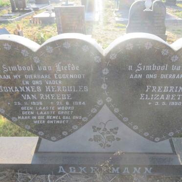 ACKERMANN Johannes Hercules Van Rheede 1936-1984 &amp; Fredrika Elizabetha 1950-