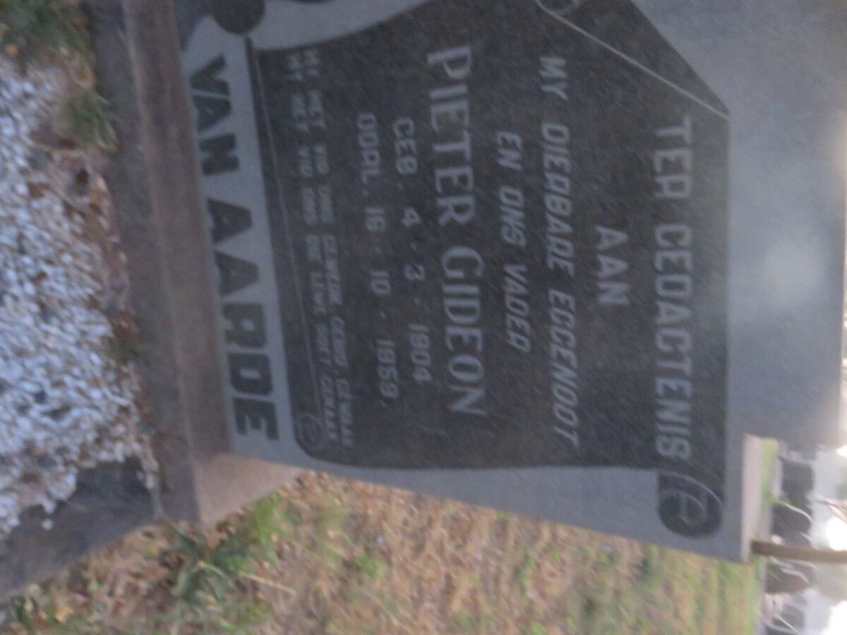 AARDE Pieter Gideon, van 1904-1959 &amp; Gertruida Susanna 1911-1998