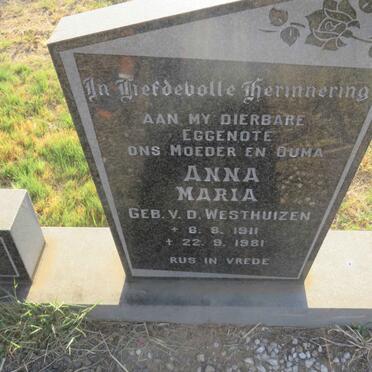 BOTES Anna Maria nee V.D. WESTHUIZEN 1911-1981