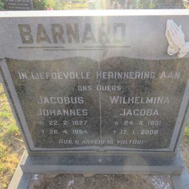 BARNARD Jacobus Johannes 1927-1984 &amp; Wilhelmina Jacoba 1931-2008