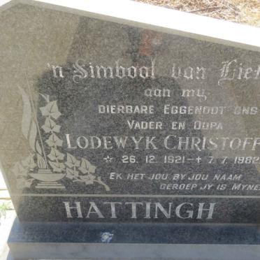 HATTINGH Lodewyk Christoffel 1921-1982 &amp; Aletta Catharina 1928-2003
