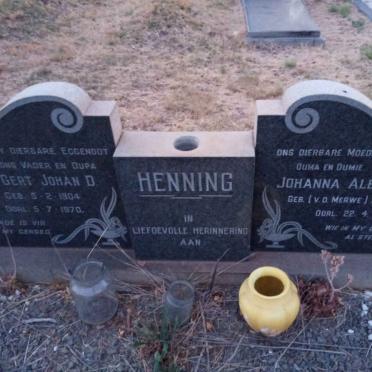 HENNING Gert Johan D. 1904-1970 &amp; Johanna Aletta V.D. MERWE 1910-1989