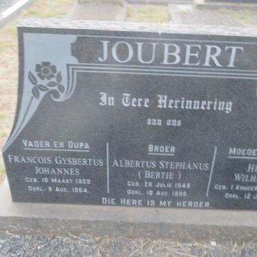 JOUBERT Francois Gysbertus Johannes 1909-1964 &amp; Hester Wilhelmina KRUGER 1911-1978