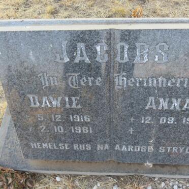 JACOBS Dawie 1916-1981 &amp; Anna 1925-