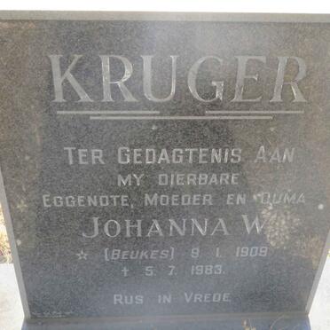 KRUGER Johanna W. nee BEUKES 1909-1983