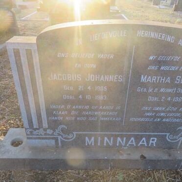 MINNAAR Jacobus Johannes 1905-1983 &amp; Martha Sophia V.D. MERWE 1913-1966