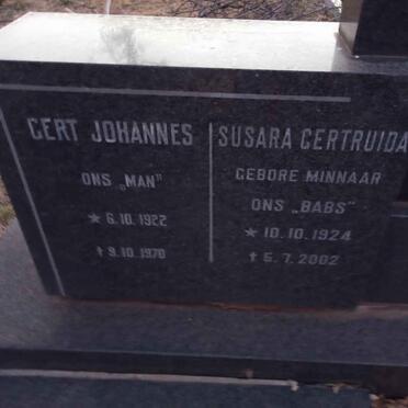 PRETORIUS Gert Johannes 1922-1970 &amp; Susara Gertruida MINNAAR 1924-2002