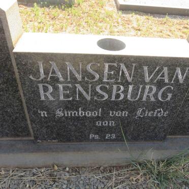 RENSBURG Jacobus Frederik, Jansen van 1900-1978 &amp; Frederika Elizabeth 1907-1989