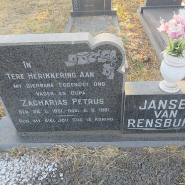 RENSBURG Zacharias Petrus , Jansen van 1891-1981 &amp; Maria Johanna 1894-1990