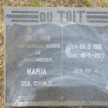 TOIT Maria, du nee CRONJE 1910-1977