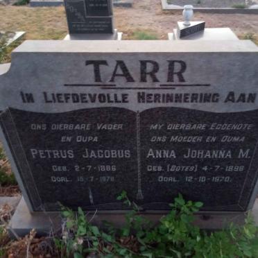 TARR Petrus Jacobus 1886-1978 &amp; Anna Johanna M. BOTES 189?-1970