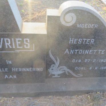 VRIES Jacob Daniel, de 1907-1968 &amp; Hester Antionette 1909-1981