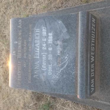 WESTHUIZEN Anna Elizabeth, van der nee BOTHA 1897-1966