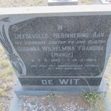 WIT Susanna Wilhelmina Fransina, de 1943-1964