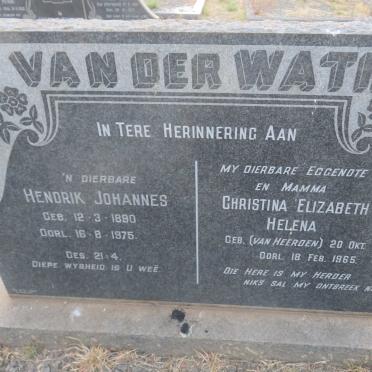 WATH Hendrik Johannes, van der 1890-1975 &amp; Christina Elizabeth Helena VAN HEERDEN 1889-1965