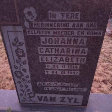 ZYL Johanna Catharina Elizabeth, van 1914-1997