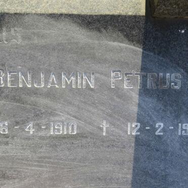 ? Benjamin Petrus 1910-1990 &amp; Cornelia Isabella VAN DER WALT 1909-1982