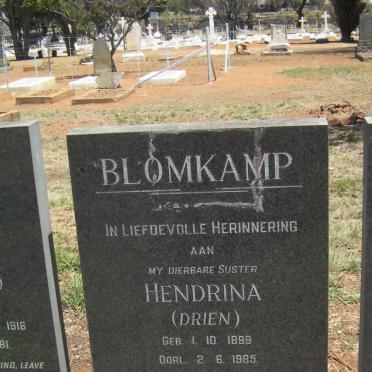 BLOMKAMP Hendrina 1899-1985