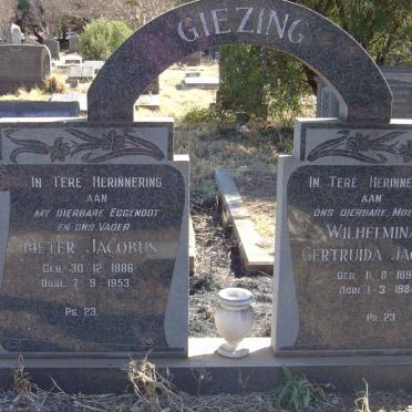 GIEZING Pieter Jacobus 1886-1953 &amp; Wilhelmina Gertruida Jacoba 1896-1984