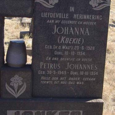 JONKER Johanna nee V.D. WALT 1928-1954 :: JONKER Petrus Johannes 1949-1954