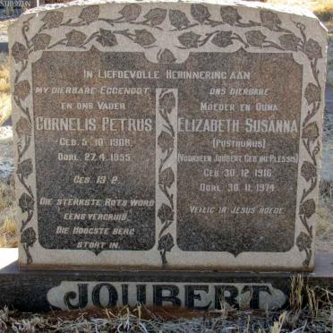 JOUBERT Cornelis Petrus 1908-1955 &amp; Elizabeth Susanna POSTHUMUS previously JOUBERT nee DU PLESSIS 1916-1974