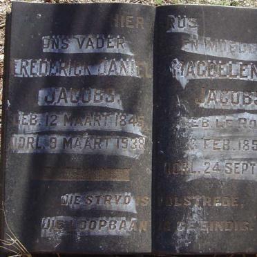 JACOBS Frederick Daniel 1845-1938 &amp; Magdalena G. LE ROUX 1851-1941