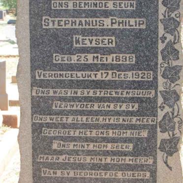 KEYSER Stephanus Philip 1898-1928