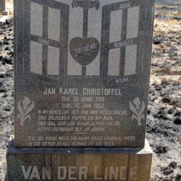 LINDE Jan Karel Christoffel, van der 1919-1953